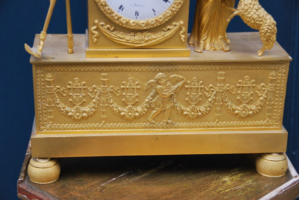 Gilded Bronze Empire Period Garden Allegory Clock 19th century