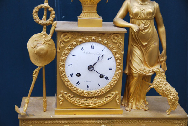 Gilded Bronze Empire Period Garden Allegory Clock 19th century