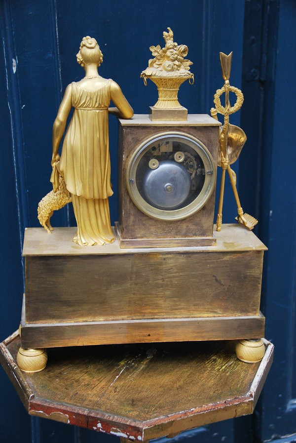 Gilded Bronze Empire Period Garden Allegory Clock 19th century