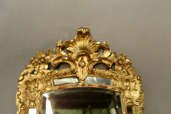 Gilded Wood Reservoir Mirror, Louis XIV Style - Early 19th Century