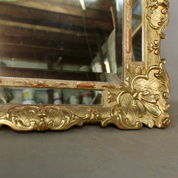 Gilded Wood Reservoir Mirror, Louis XIV Style - Early 19th Century