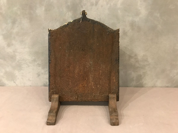 Small antique cast iron fireback from the 18th century