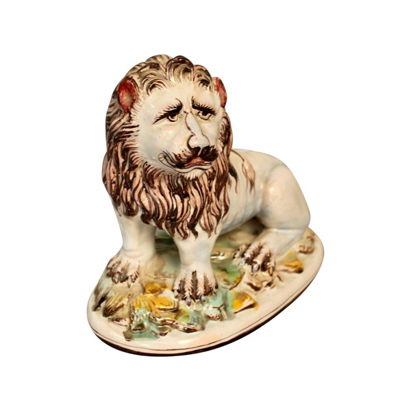 Lion En Faience De Saint Clément