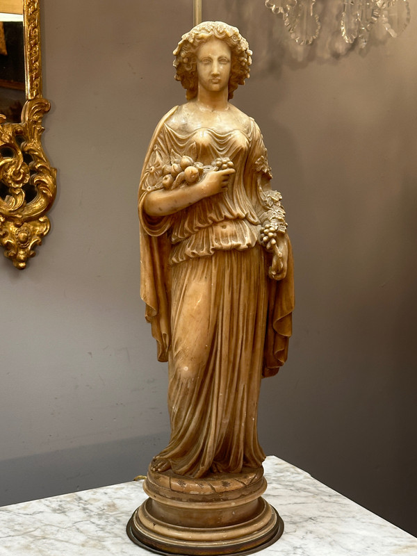 Exceptional Pair Of 19th Century Alabaster Sculptures (112cm)