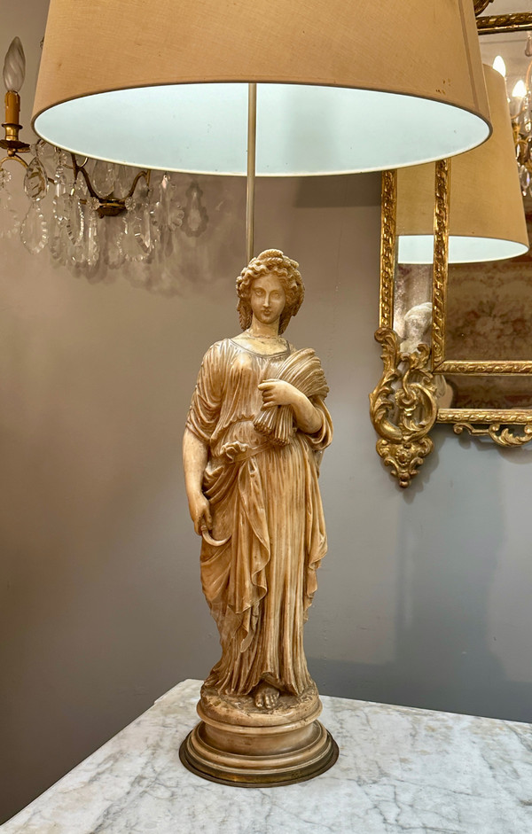 Exceptional Pair Of 19th Century Alabaster Sculptures (112cm)