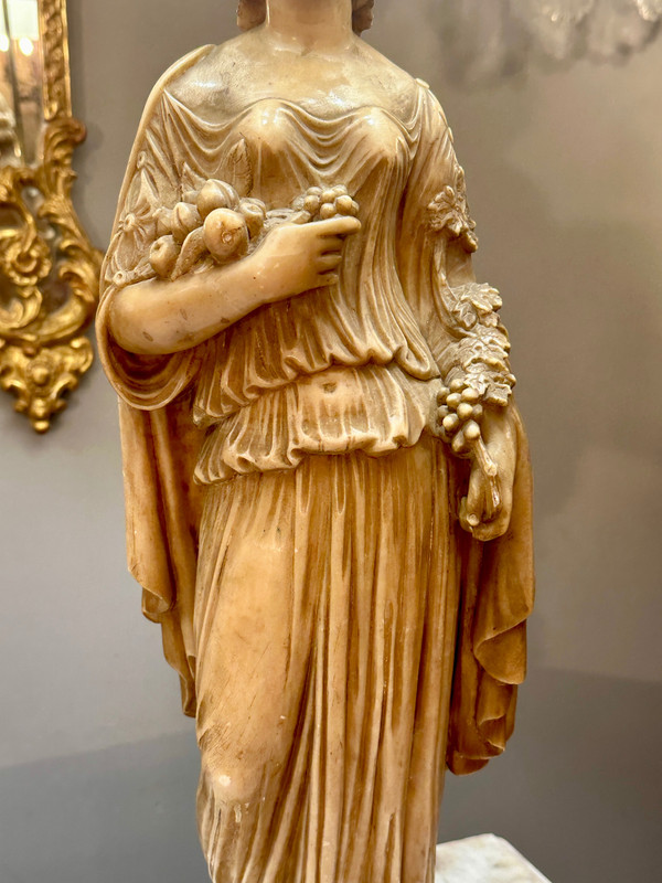 Exceptional Pair Of 19th Century Alabaster Sculptures (112cm)