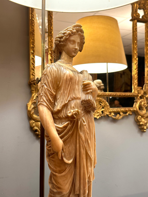 Exceptional Pair Of 19th Century Alabaster Sculptures (112cm)