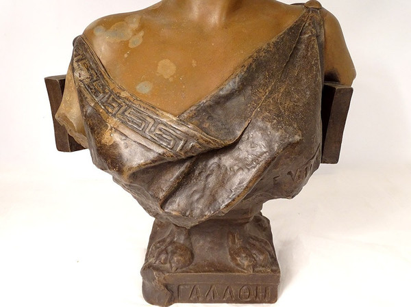 Scultura Busto Donna Galatea Emmanuel Villanis Blot Art Nouveau XIX secolo