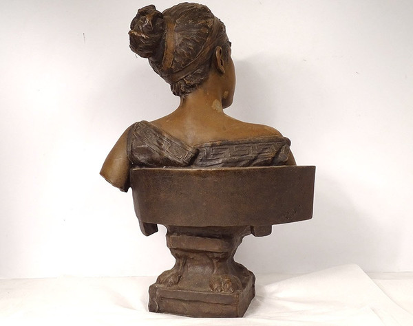 Scultura Busto Donna Galatea Emmanuel Villanis Blot Art Nouveau XIX secolo