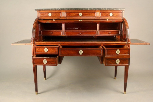 Large Stamped Mahogany Cylinder Desk Small