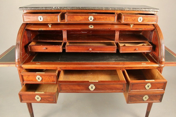 Large Stamped Mahogany Cylinder Desk Small