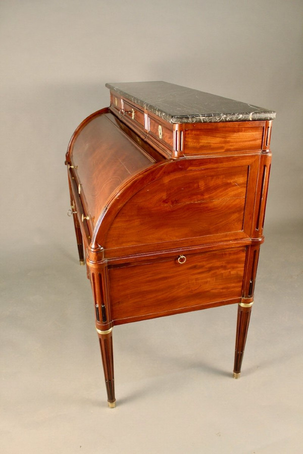 Large Stamped Mahogany Cylinder Desk Small