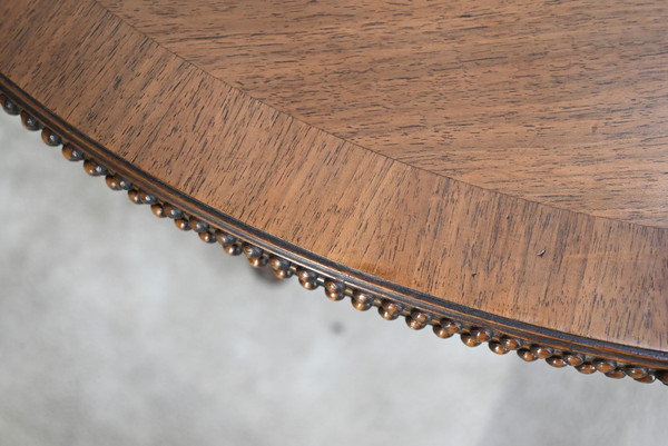 Walnut half-moon table, Louis XVI style - Late 19th century