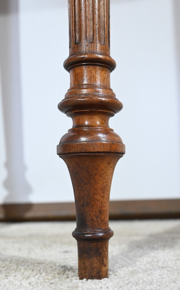 Walnut half-moon table, Louis XVI style - Late 19th century