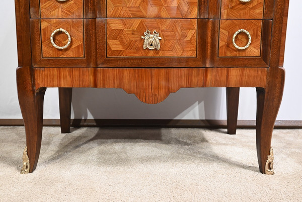 Petite Commode en Bois de Rose et Acajou, Transition Louis XV/Louis XVI - 2ème Partie XIXe