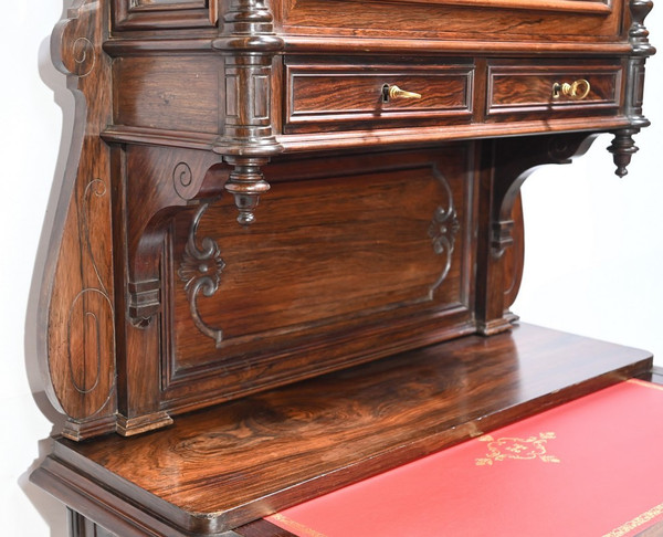 Small Rosewood Vitrine Desk, Napoleon III period - Mid-19th century