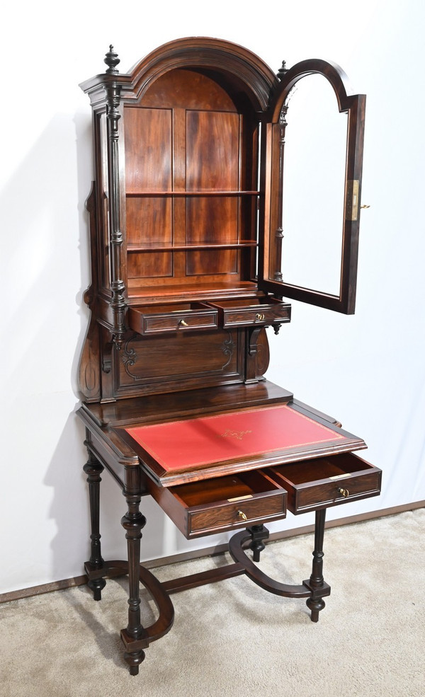 Small Rosewood Vitrine Desk, Napoleon III period - Mid-19th century