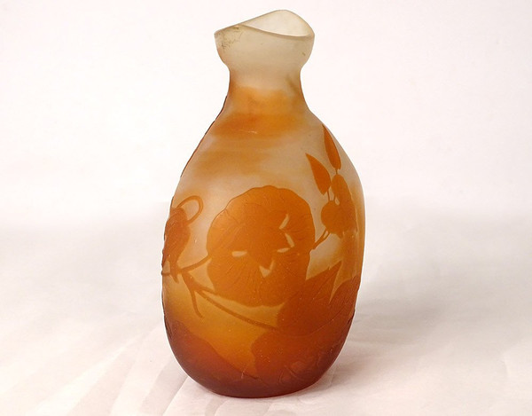 Vaso Gourd Pâte de Verre Emile Gallé Fiori Bindweed Art Nouveau XIX secolo