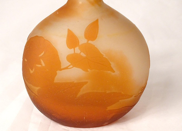 Vaso Gourd Pâte de Verre Emile Gallé Fiori Bindweed Art Nouveau XIX secolo