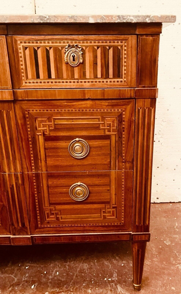 Louis XVI inlaid wood chest of drawers XIX century