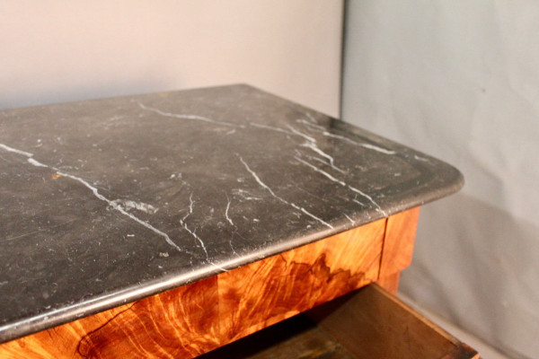 Restoration Burr Walnut Marble-topped Chest of Drawers