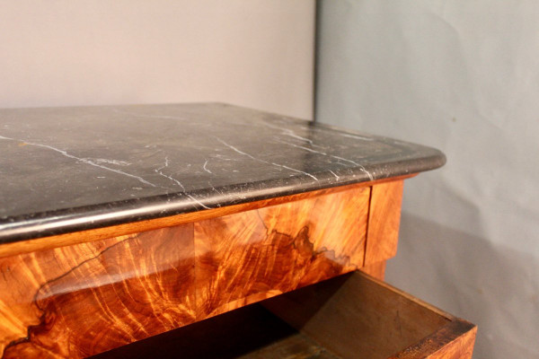 Restoration Burr Walnut Marble-topped Chest of Drawers