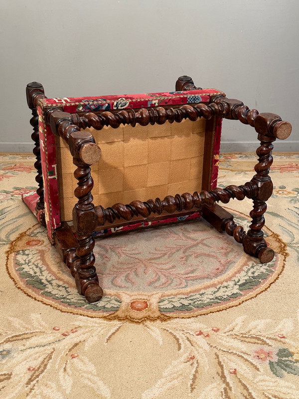 Chaise A Bras En Noyer d'Epoque Louis XIII XVIIème Siècle 