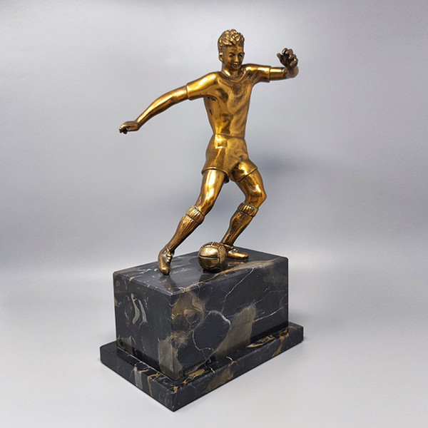 1930 Magnificent Art Deco Football - Bronze Sculpture of Football Player. Made in Italy