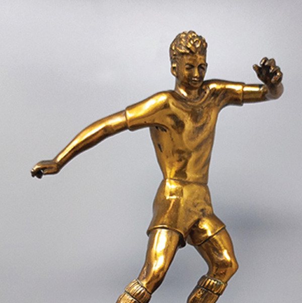 1930 Magnificent Art Deco Football - Bronze Sculpture of Football Player. Made in Italy