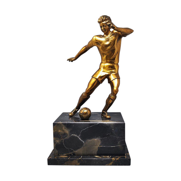 1930 Magnifico Art Deco Football - Scultura in bronzo di giocatore di calcio. Realizzata in Italia