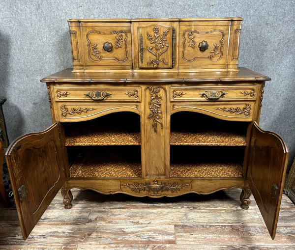 Louis XV style Provençal sideboard with sliding doors in fruitwood from the 20th century