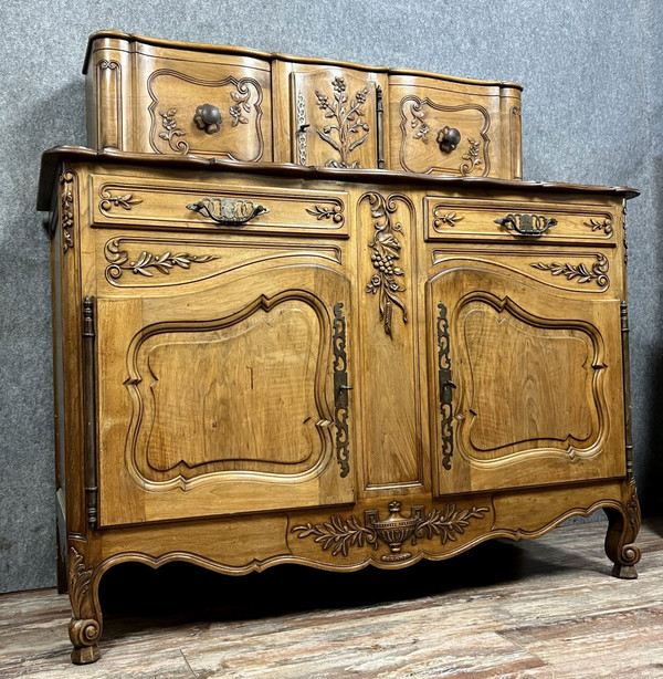 Louis XV style Provençal sideboard with sliding doors in fruitwood from the 20th century