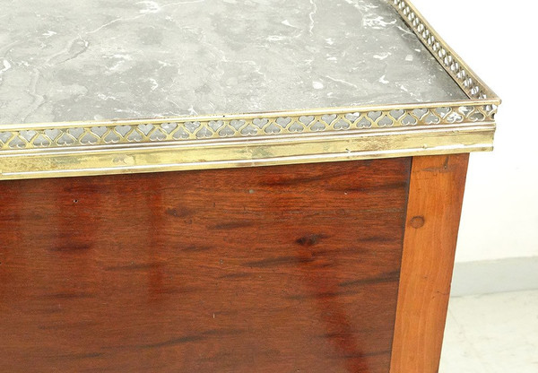 Small Louis XVI Living Room Table Mahogany Gray Marble Brass 18th Century