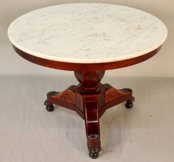 Restoration Period Pedestal Table In Mahogany Tripod Leg