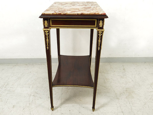 Petite Table De Salon Louis XVI Acajou Marbre Bronze Doré Wedgwood XIXème