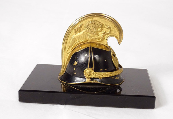 Brass paperweight marble Austro-Hungarian cavalry helmet Dragon 19th century