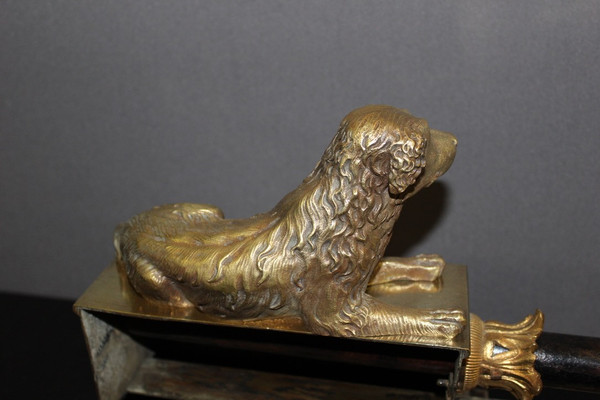 Barre De Foyer En Bronze Modèle Aux Chiens XIX