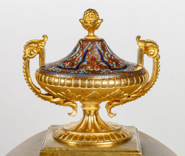 A late 19th century gilt bronze and cloisonné enamel trim