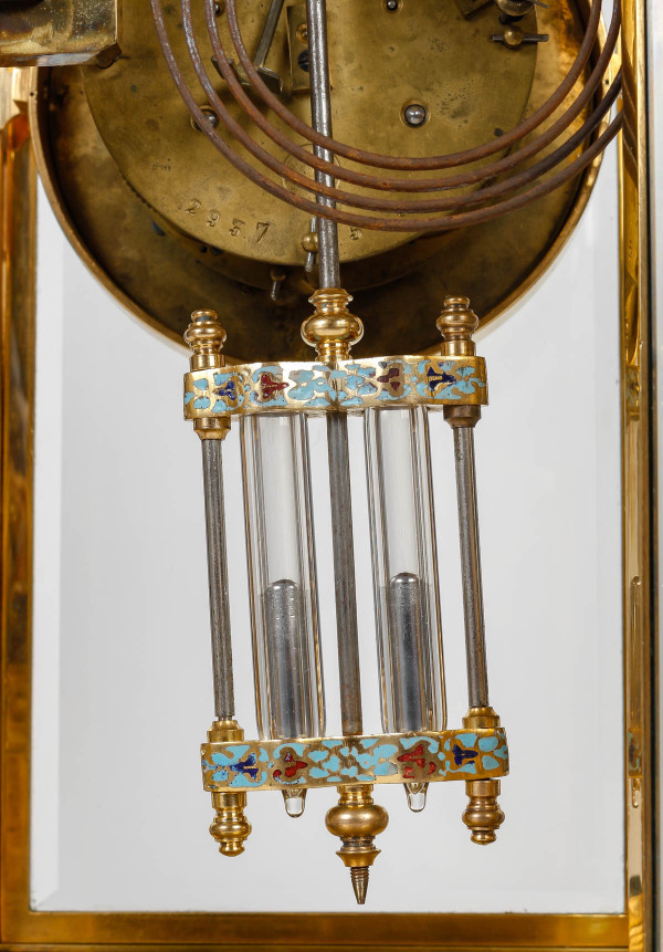 A late 19th century gilt bronze and cloisonné enamel trim