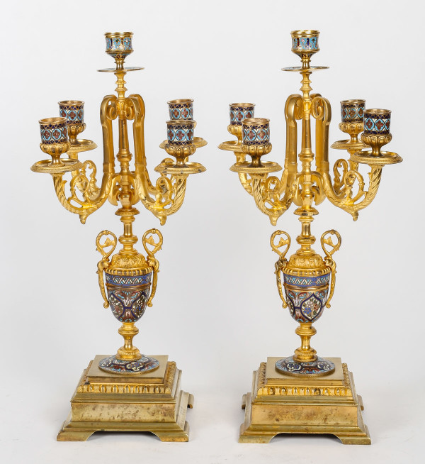 A late 19th century gilt bronze and cloisonné enamel trim