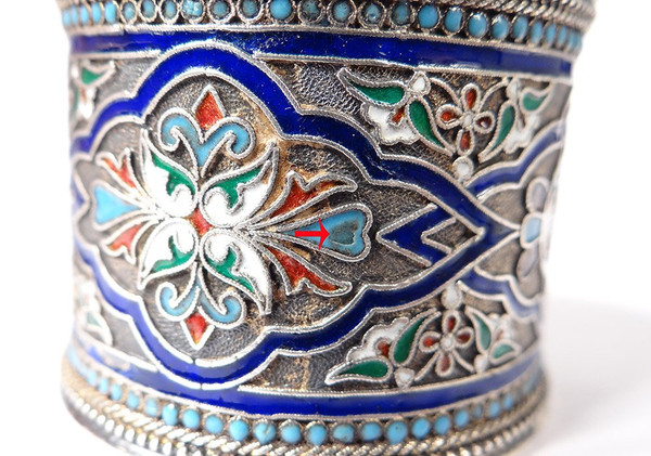 Rond de Serviette Argent Massif Russe émail Cloisonné Moscou 67,48gr XIXè