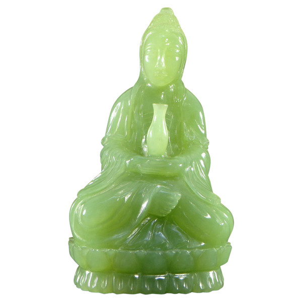 Cina, anni '50/'60, Statua in giada di Kwan Yin, Bodhisattva della Compassione.