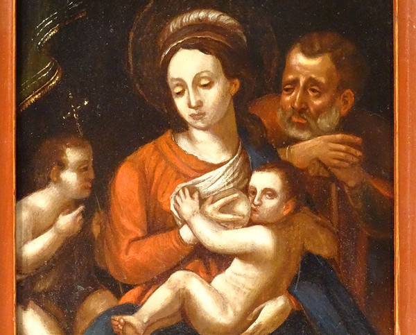 HSP Religious Painting Virgin Breastfeeding Holy Family Flemish 18th