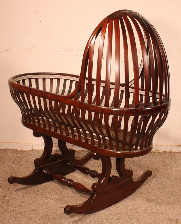 Curved Mahogany Cradle-19th Century