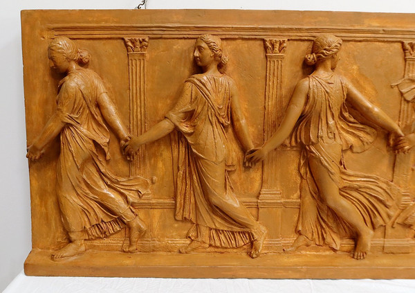 High-Relief Plaster Sculpture, “Dancers of Borghese” – 19th Century