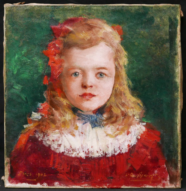 Louis-Charles SPRIET, Ritratto di una bambina vestita di rosso