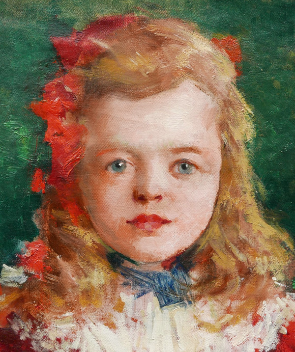 Louis-Charles SPRIET, Ritratto di una bambina vestita di rosso