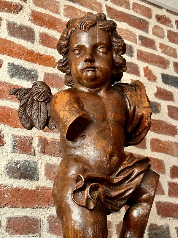 Engel Cherub Putten aus geschnitztem Holz, 18. Jahrhundert