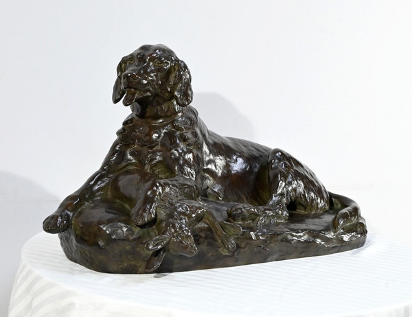 Bronze “The Dog with the Hare”, signed J-E. Masson - Early 20th century