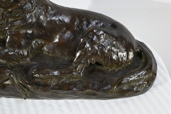 Bronze “The Dog with the Hare”, signed J-E. Masson - Early 20th century